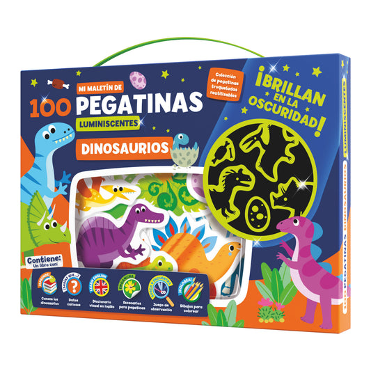 MALETIN 100 PEGATINAS LUMINESCENTES - DINOSAURIOS