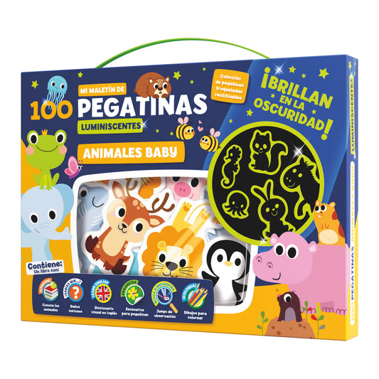 MALETIN 100 PEGATINAS LUMINESCENTES - ANIMALES BABY