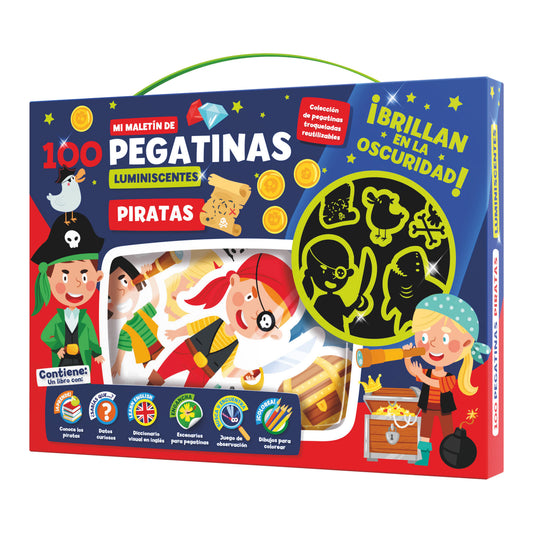 MALETIN 100 PEGATINAS LUMINESCENTES - PIRATAS